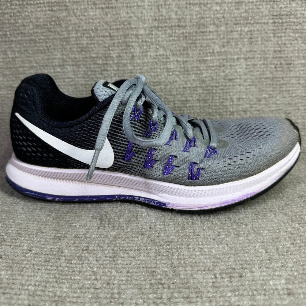 Nike Air Zoom Pegasus 33 Mens 7.5 Grey Purple Running Shoes‎ 831356-003